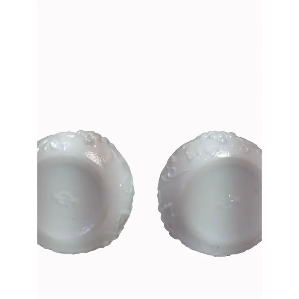 Imperial Milk Glass Grape Vine Salt & Pepper Shakers Larger Size Vintage 1950s